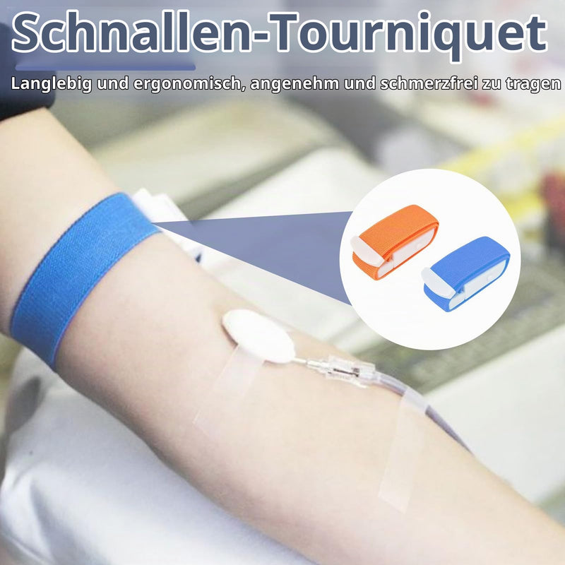 Pack of 2 Storage Tubes, Blooddraw, Highly Flexible Tourniquet | Medical Nurse Tourniquet, with Unique Closure System for Camping, Hiking, Fighting, Mountaineering (Orange + Blue)