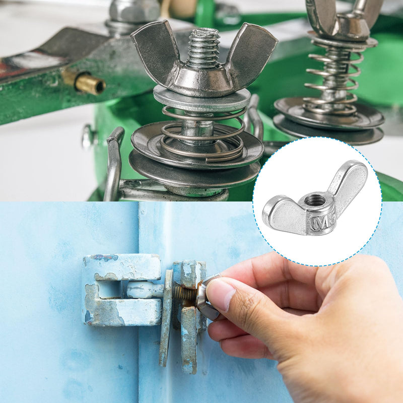 [Australia - AusPower] - uxcell M5x0.8mm Wing Nut 12 Pcs, 304 Stainless Steel Butterfly Wing Nuts Fasteners Parts Hand Twist Tighten Wing Nuts for Machinery Electronic Equipment DIY, Silver 