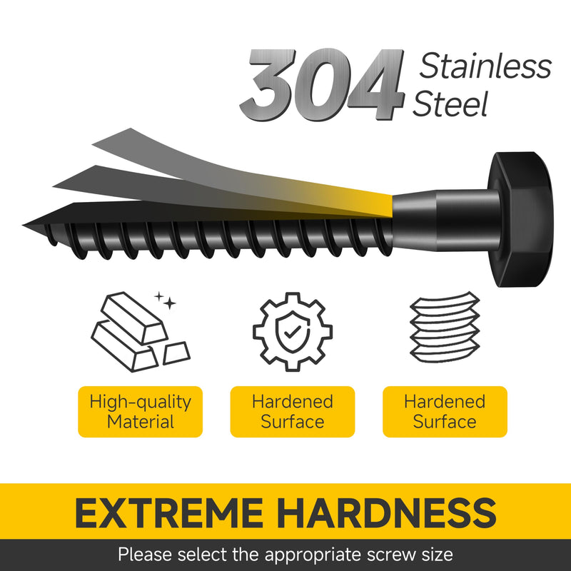 [Australia - AusPower] - 20Sets 5/16" x 1-1/4" Lag Bolts, Stainless Steel Heavy Duty Hex Head Lag Screws, Construction Black Lag Screws for Wood Working & Outdoor Use with Washers and Hex Socket Drill Bit 5/16" x 1-1/4" 