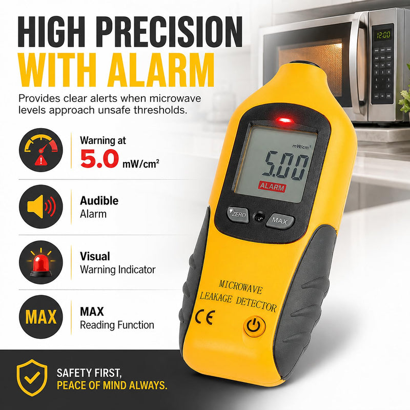 Digital Microwave Meter, HT-M2 Digital LCD Display Microwave Leak Detector High Precision Radiation Meter 0-9.99mW/cm²