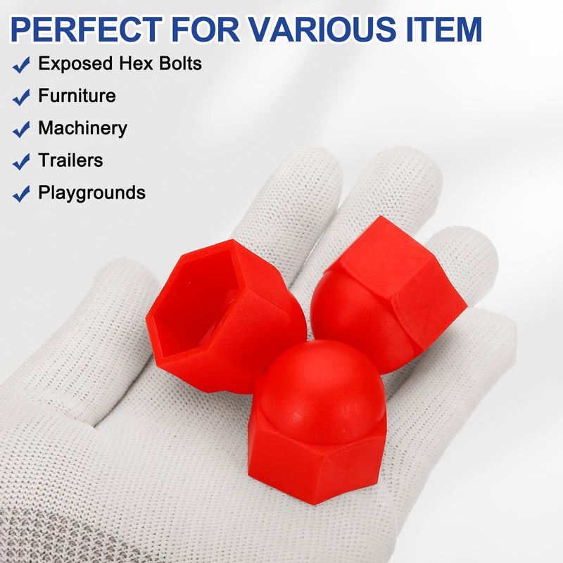 [Australia - AusPower] - PATIKIL 50 Pcs Hex Nut Cover, M18x27x32mm Nylon Screws Bolt Covers Caps Dome Acorn Hex Head Bolt Protection Cap for Screws Nut, Red 