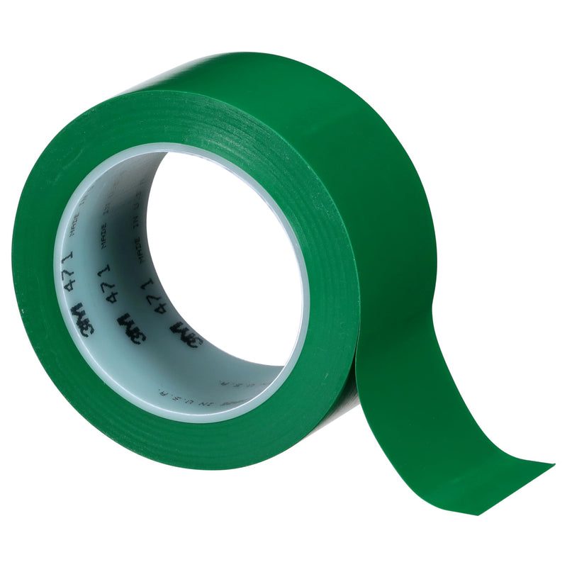 3M Vinyl Tape 471, 2 in x 36 yd, Green, 1 Roll, Green Floor Tape, Paint Alternative for Floor Marking, Social Distancing, Color Coding, Safety Marking