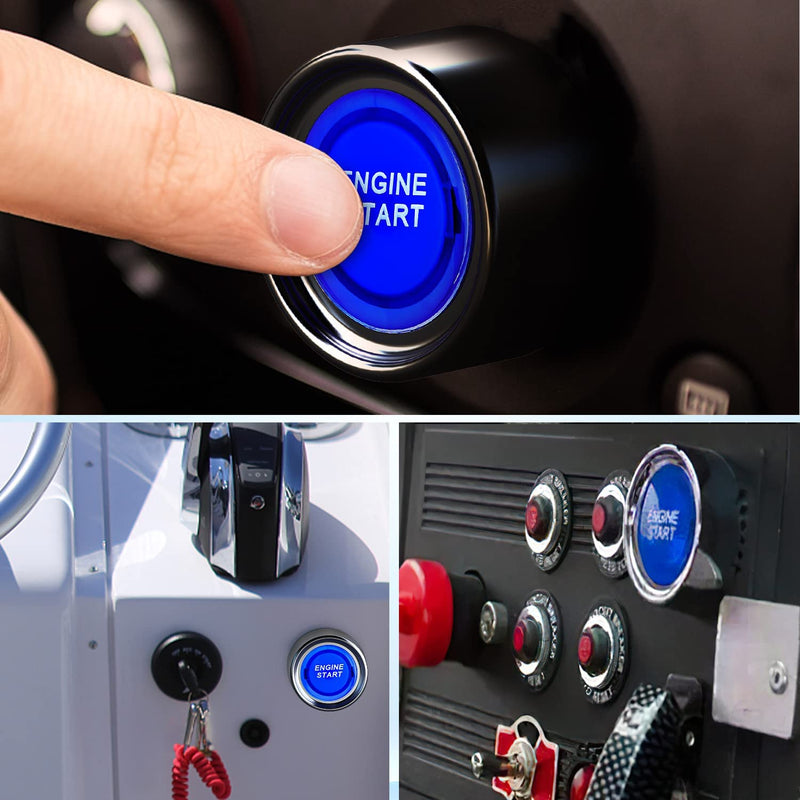 [Australia - AusPower] - GUUZI Start Motor Button Car DC 12 V/50 A Car Start Motor Button Light Button Start Ignition Push Button for Racing, On/Off Momentary Button (Blue) blue 