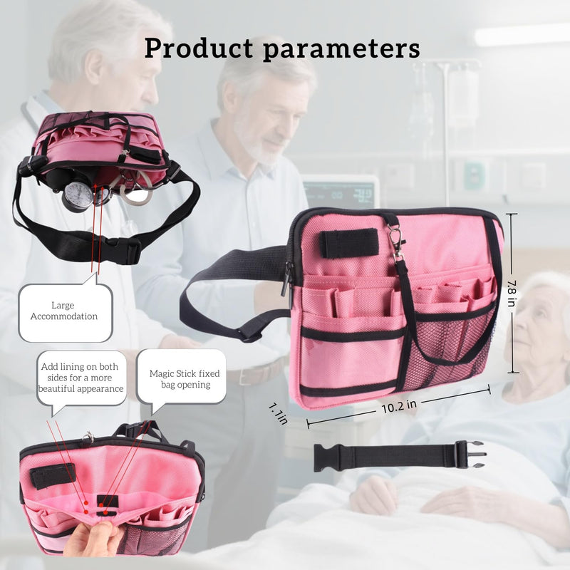 [Australia - AusPower] - Nursing Fanny Pack,Nurse Pouch Waist Bag,Medical Organizer Belt Adjustable Waist Strap/Multi Compartment Suitable for Nurses,Caregivers,Students,and Other Practitioners (Black) Black 