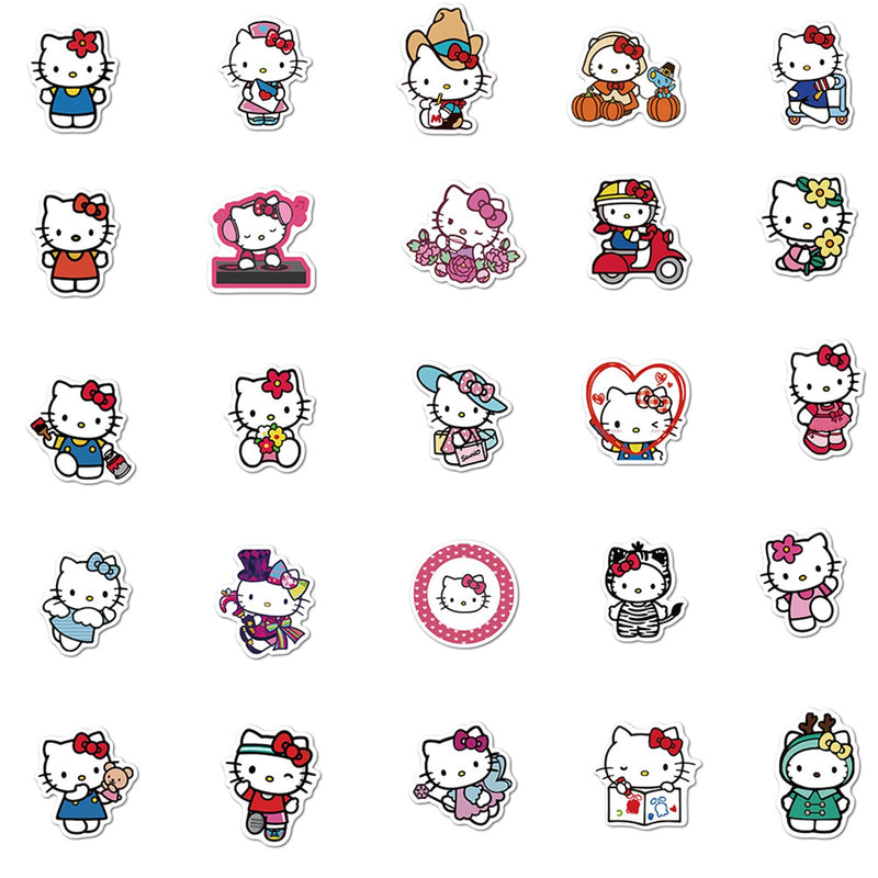 [Australia - AusPower] - 50pcs Cute Cartoon Hello Kitty Stickers for Kids Teens, Kitty White Stickers Vinyl Waterproof Stickers for Skateboard Laptop Luggage Fridge DIY Decal (Hello Kitty) 