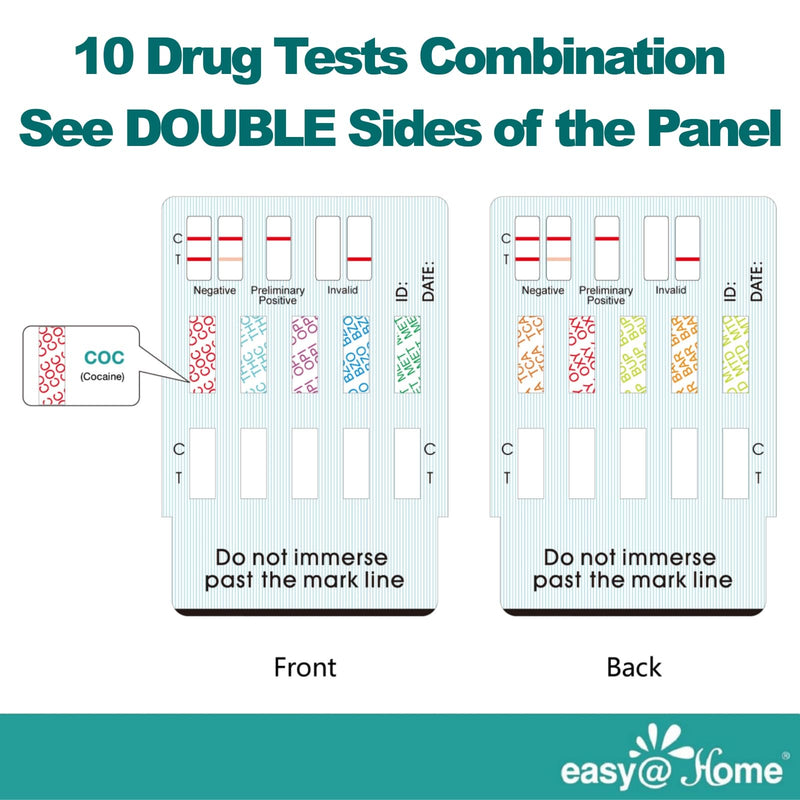 Easy@Home Multi-Drug Screen Test: 5 Pack Urine Drug Tests Kit, Testing BZO/COC/THC/MET/MOR/OXY/BAR/BUP/MTD/TCA, Instant Drugs Test Including Marijuana Test, #EDOAP-7104