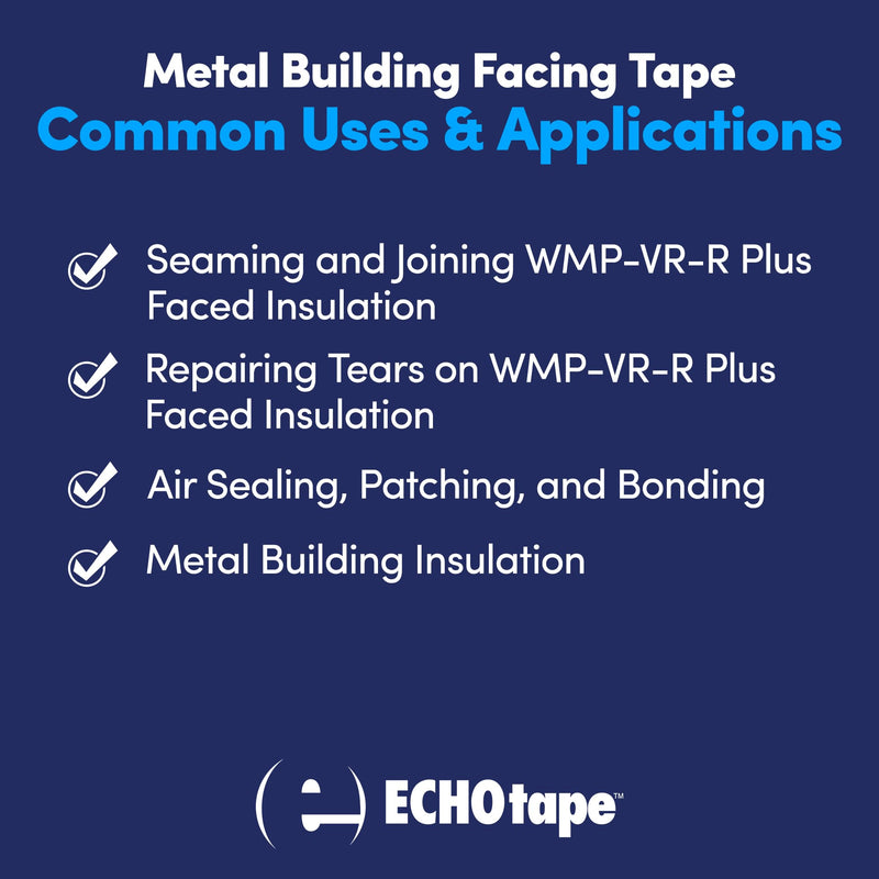 ECHOtape FS-G7732 All Weather Lamtec WMP-VR-R Plus Facing Insulation Tape - High Performance Adhesive Tape for Construction 2.83 in x 50 yds / 72mm x 45.72m White