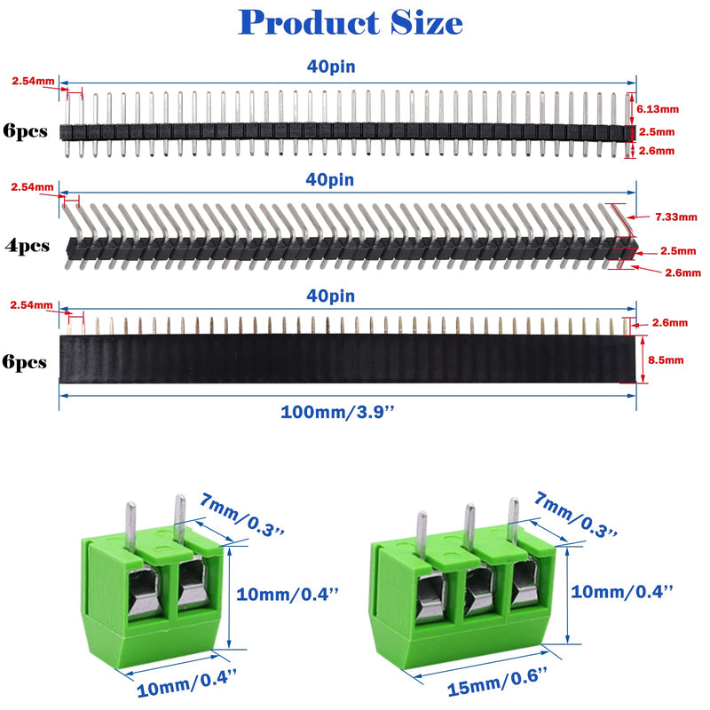 [Australia - AusPower] - Tnisesm PCB Board Prototype Kits, Circuit Solder Double Side Board with 40 Pin 2.54 mm Male to Female Headers Connector, 2P&3P Screw Terminal Block, Solder Flux, Solder Wire for Electronic Projects 