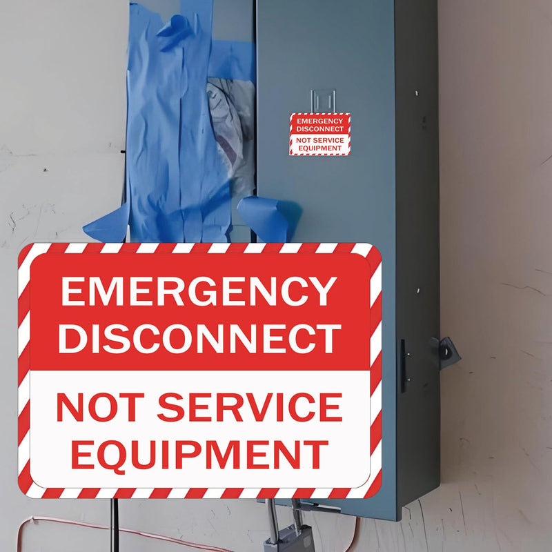 10 Pcs NEC Compliant Emergency Disconnect NOT Service Equipment Labels 5×3.5 inch Notice Danger Stickers for Ultra Durable Electrical