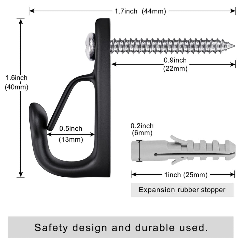 [Australia - AusPower] - SELEWARE 30PCS Screw in Hooks for Hanging Outdoor String Lights, Windproof Christmas Light Hanger Hooks, Black Wall Hooks for Patio Gazebo Fence to Hang Party Fairy Wire Lights, Plants, Wind Chimes 30 