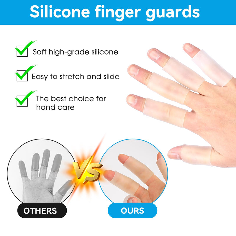 [Australia - AusPower] - 20 Pcs Finger Sleeves Protectors Silicone Finger Sleeve Gel Finger Sleeve Protectors Finger Covers Cushions and Protects Rubber Finger Shields Provide Relief forCracked Finger Transparent 