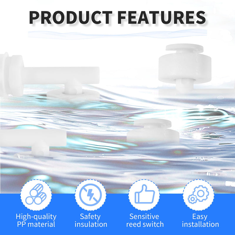 [Australia - AusPower] - 2 Pcs Polypropylene Float Switch Water Level Sensor Side Mounted Water Level Controller Sensor Switch M10 for Smart Toilet Solar Tank Pool Pump Liquid Control Length 55mm White 2pcs Side Mounted White 