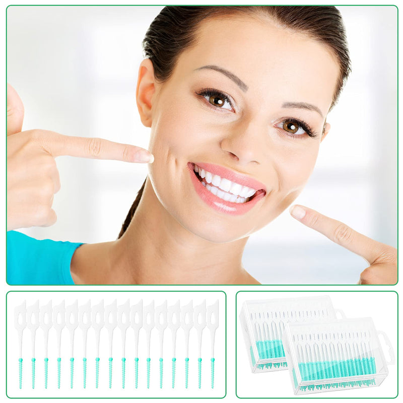 Boao 250 Pcs Flossers Braces Brush Interdental Brush Teeth Soft Dental Picks Tooth Floss Interdental Brush Refill Dental Flosser Toothpick Cleaners Tooth Cleaning Dental Tool