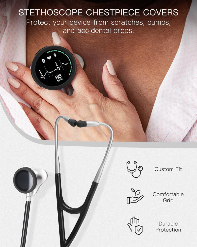 [Australia - AusPower] - Stethoscope Chestpiece Cover for EKO CORE 500™ Digital Stethoscope – Essential Protection for Medical Professionals Black+White+Grey 
