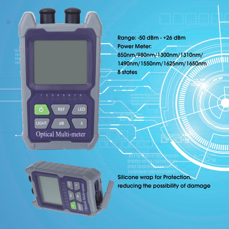 [Australia - AusPower] - 4 in 1 Function Rechargeable Fiber Optic Tester Portable Optical Power Meter (FC/SC/ST) & VFL 2mw Visual Fault Locator & LED, OPM & VFL, Range: (-50) dBm ~ (+26) dBm 