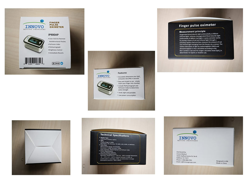 [Australia - AusPower] - Innovo Deluxe iP900AP Fingertip Pulse Oximeter Blood Oxygen Saturation Monitor with Alarm, Plethysmograph and Perfusion Index 