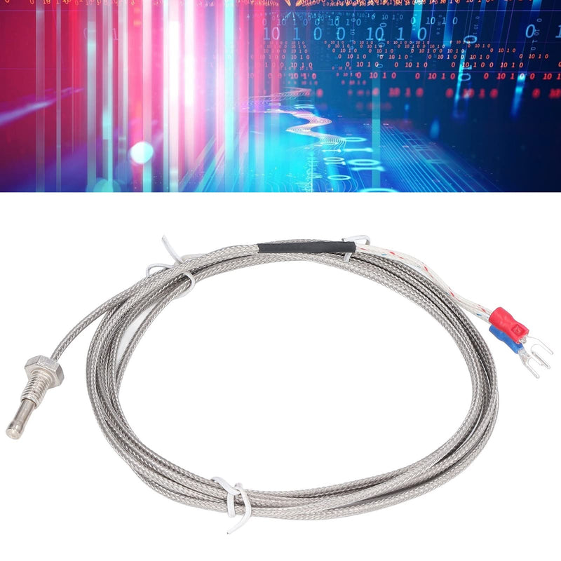 [Australia - AusPower] - Waterproof J Type Grounded Thermocouple - Temperature Sensor Probe for PID Temperature Controller Stainless Steel Pipe Thread 0‑750℃ with Insulation Shield Wire 