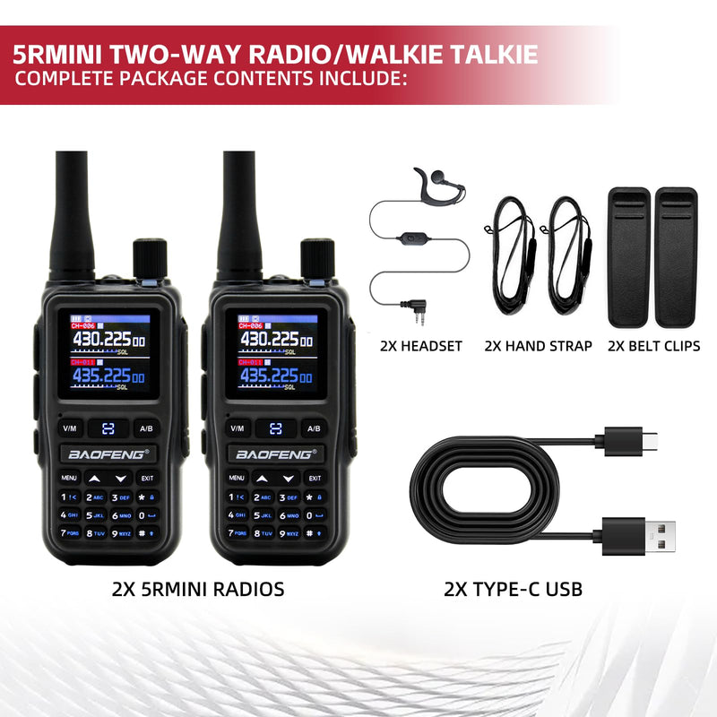 BAOFENG UV5RMINI Two Way Radio NOAA Weather Radio Dual PTT 999CH Survival Radio APP Programming Copy Frequency Ham Radio grey