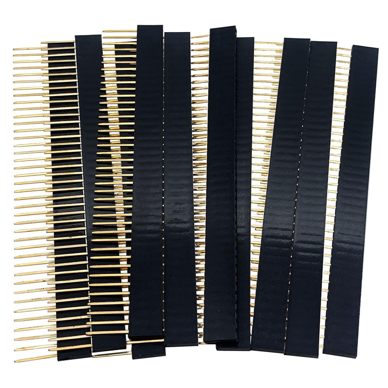 PENGLIN Pack of 10 1 x 40 2.54 mm Pitch Single Row Socket Pin Header | PCB Soldering, Single Row Pins Length 11 mm for Breadboard and Electronics DIY 1 x 40 pin