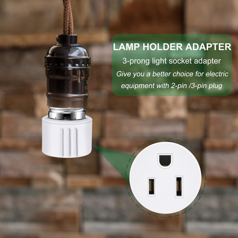 [Australia - AusPower] - Outlet Light Socket Adapter,Screw in Outlet Socket,E26 Light Bulb to Outlet Socket Converter,Light Bulb Plug Adapter for Porch Light Socket,Camera,Garage Light (1) 1 
