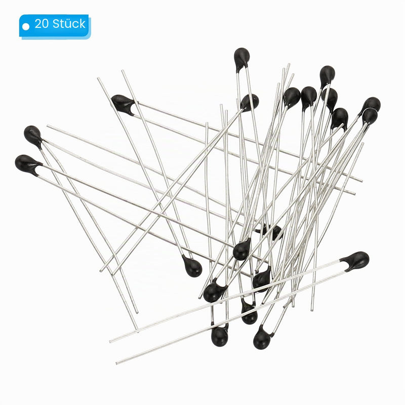 PATIKIL NTC Thermistors Resistors 20 Pieces 10K Ohm MF52-103 1% Accuracy High Sensitive Current Limiter Temperature Sensor for Measurement Temperature Black