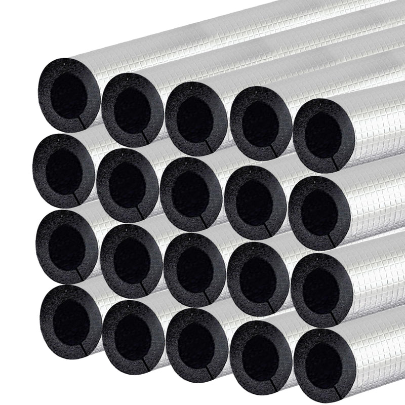 1 '' ID Pipe Insulation Foam Tube Self Adhesive Heat Tape for Water Pipes 20PC Insulation Foam Wrap Aluminum Foil Pipe Covers for Spigot, Winter Outside Pipes, Sprinkler (Black ) Black - 16'' L 1 '' ID - 20PC