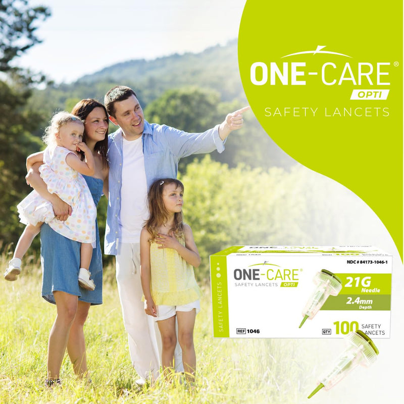 [Australia - AusPower] - ONE-CARE Opti Safety Lancets Top Button Activated 21G x 2.4mm, NormalFlow, 100/bx 
