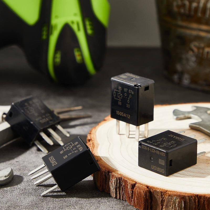[Australia - AusPower] - Tallew 8 Pcs G8V-RH-1C7T-R-DC12 Power Relay Multi Purpose Fuel Pump Black Automotive Replacement Electrical System Electromechanical Relays, 5 Pin 