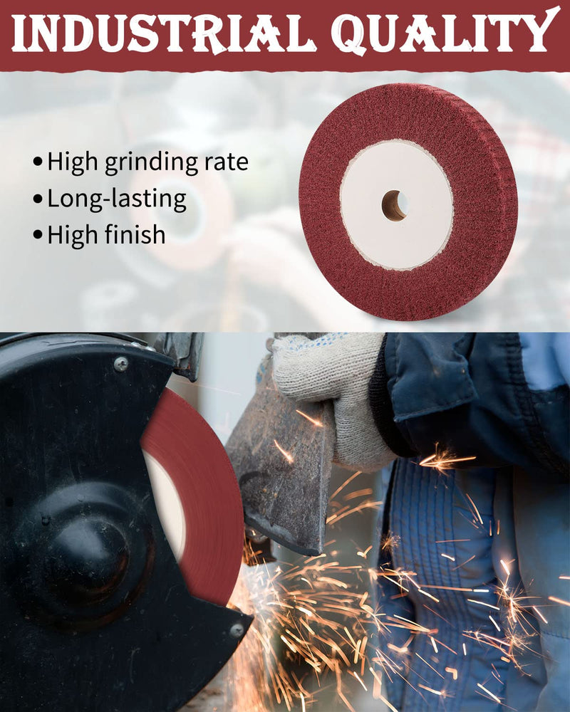 [Australia - AusPower] - 6 Inch Bench Grinder Polishing Wheel, 320 Grit Tight Weave Tough Polishing Burnishing Wheel, Great for Refurbishing Golf Clubs Metal Copper, Perfect Size 1" Thickness for 0.8" Arbor(Red). 2Pcs(6"x1" 320#) 