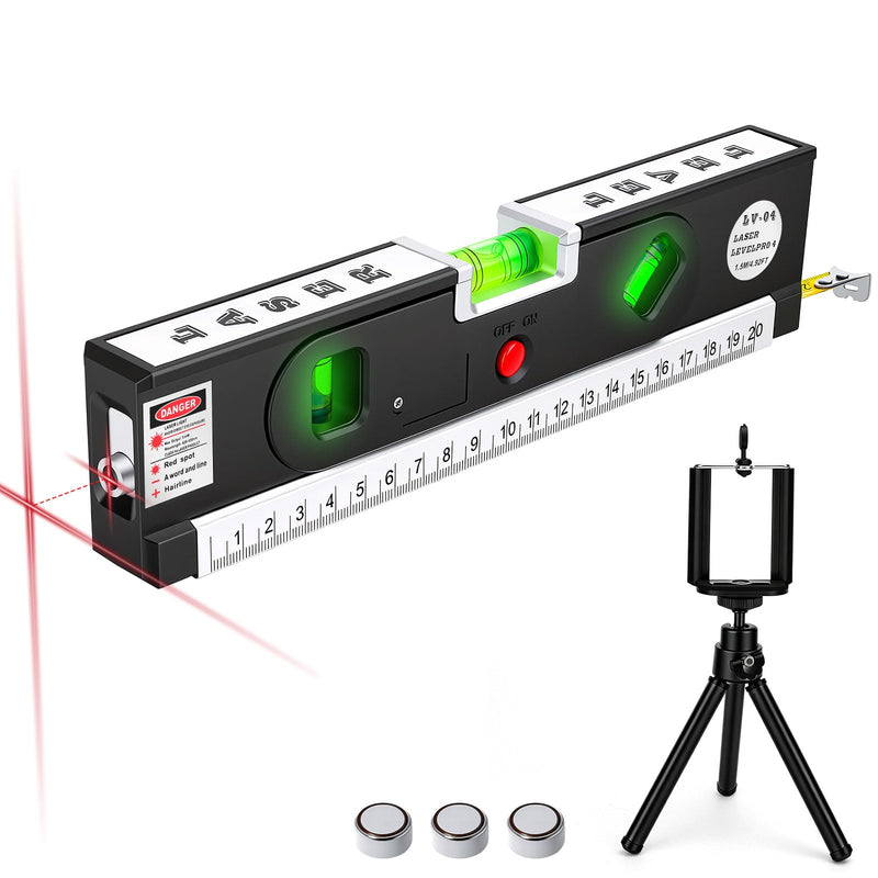 4-in-1 Laser Level with 3 LED Light,Multifunctional Torpedo Level 100Ft Alignment Point & 30Ft Leveling Line,3 Laser Modes Magnetic with Tripod Laser Tool for Hanging Picture Home Renovation