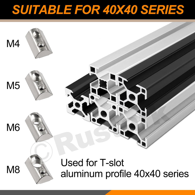 [Australia - AusPower] - 48pcs 4 Sizes Carbon Steel Roll in T-Nuts Roll in T-Nut with Ball Spring Roll Ball Elastic Nuts T Slot Nuts T Spring Nuts for 4040 Series Aluminum Extrusion Profile Rail 3D Printer CNC Router 40 series 4 sizes 