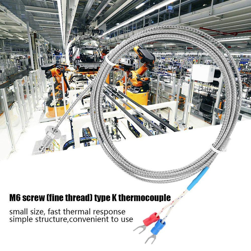 [Australia - AusPower] - Screw Probe Temperature Sensor K Type Thermocouple M6 Screw Thread Two Wire Temperature Controller 0-400℃(5M) 