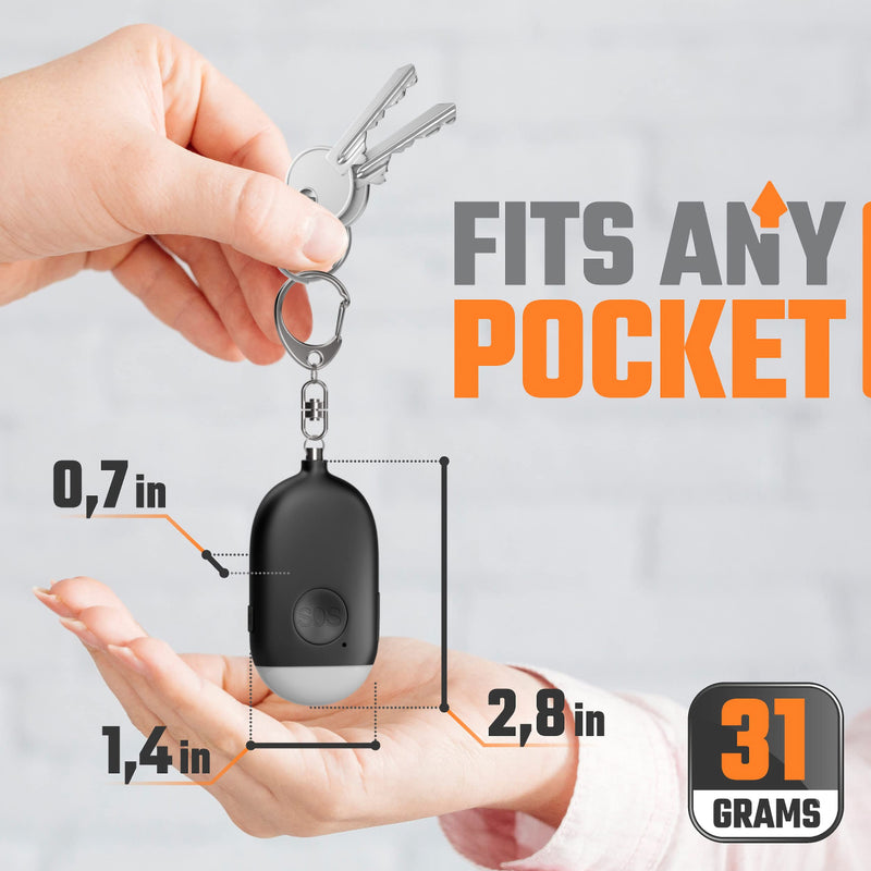[Australia - AusPower] - Personal Alarm Keychain for Women Self Defense - USB Rechargeable 130 dB Loud Safety Siren Whistle with LED Light – Panic Button or Pull Pin Alert Device Key Chain by WETEN (Black) Black 
