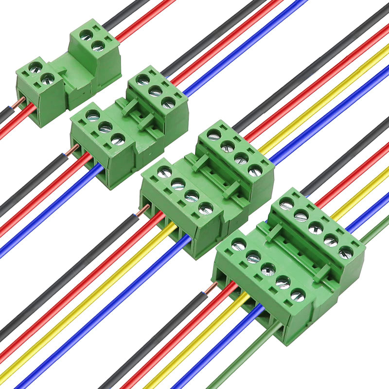 [Australia - AusPower] - Tnisesm 21Pcs Screw Terminal Block Connector Kit 5.08mm Pitch Pluggable (2Pin 3Pin 4Pin 5Pin) 300V 15A for 28-12AWG Cable 