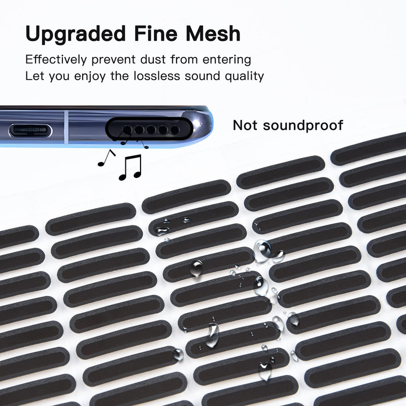 [Australia - AusPower] - 48PCS Universal Phone Speaker Dust Protector Cover Mesh Stickers Compatible with iPhone 15 Pro Max, iPhone 14, 13, 12, Samsung Galaxy S23-S20, Included Cleaning Brush & Tweezer 