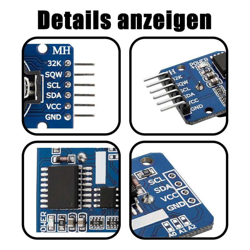 Real Time Clock RTC Module Compatible with S3231 I2C Real-time Clock Pack of 5 | RTC with Battery Module S3231 AT24C32 3.3-5.5V Compatible with Arduino