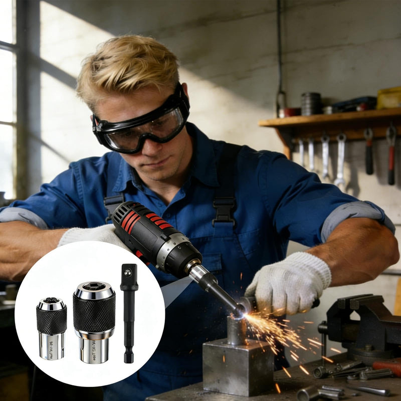 3 x 3/8 Drive Adjustable Tap Socket Spanner | Adapter, compact extension set, with steel ball joint, for cordless screwdriver drill