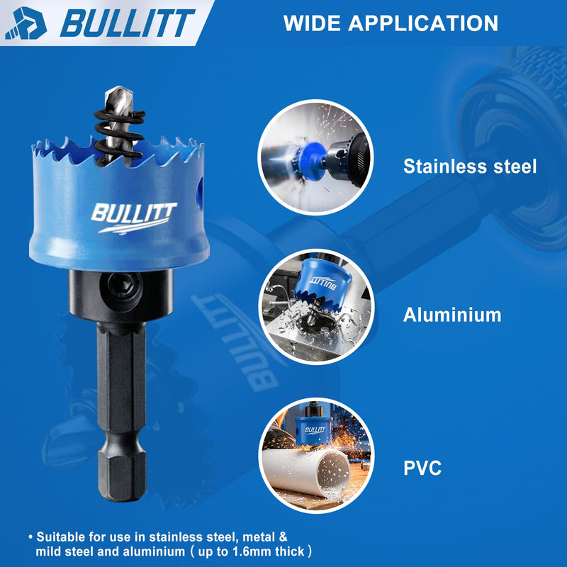 BULLITT 3PCS Impact Hole Saw Set, 25/32",1",1-1/4" (20,25,32MM) Metal Hole Saw Kit Hex Shank M42 with 8% Cobalt Teeth,Heavy Duty,Perfect for Drilling Thin Metal,Stainless Steel,and Aluminium