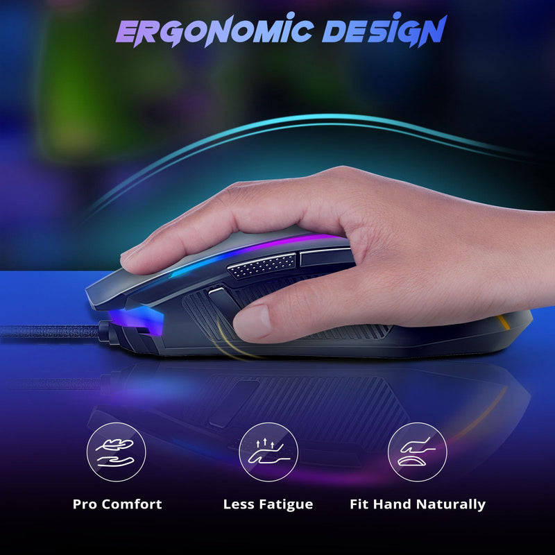 [Australia - AusPower] - Redragon Gaming Mouse, Wired Gaming Mouse with RGB Backlit, 8000 DPI Adjustable, Mouse with 9 Programmable Macro Buttons & Fire Button, Software Supports DIY Keybinds, M910-K Black 