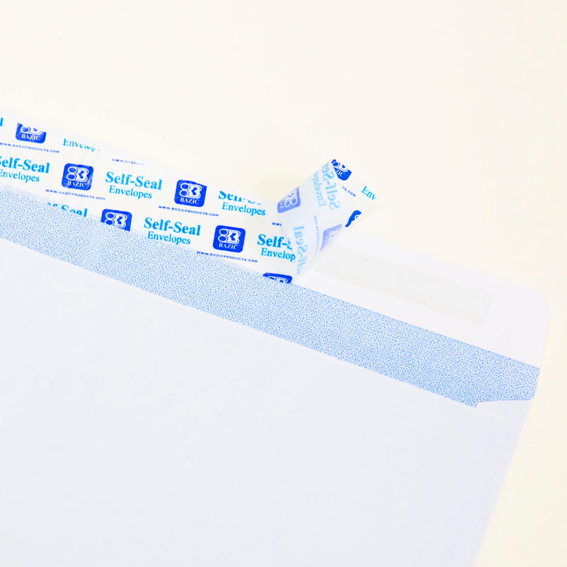 BAZIC Products #10 Security White Envelopes, Self-Seal Closure, 30 Count, for Mailing Office, Security Tinted
