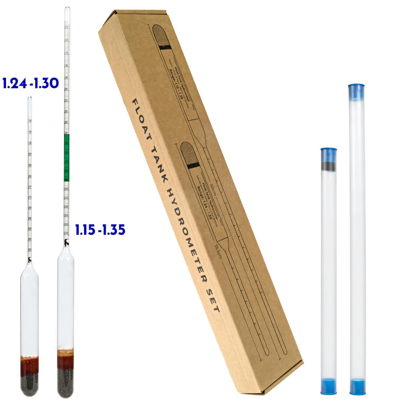 [Australia - AusPower] - Hydrometers for Float Tanks – Measure Specific Gravity of Epsom Salt Solution Floatation Therapy MgSO4 – Dual Kit – Broad & Precision Range (1.15-1.35 & 1.24-1.30) Sensory Deprivation Rest 
