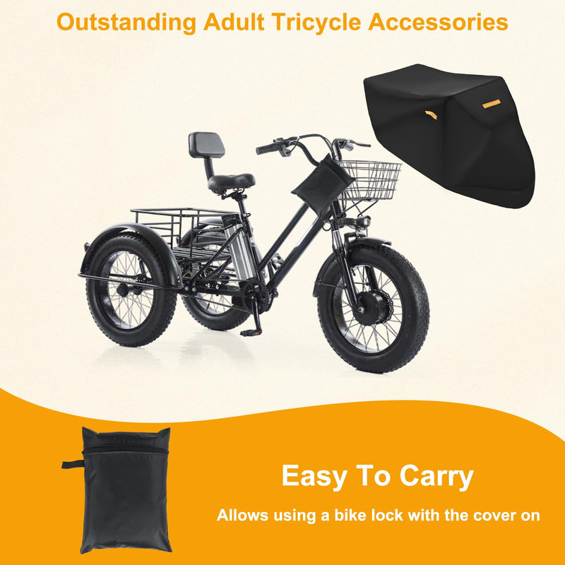 [Australia - AusPower] - Adult Tricycle Cover Electric Tricycle Covers, Strong UV Protection & Windproof, Waterproof, Heavy Duty Oxford Cloth Tricycle Cover, Black 