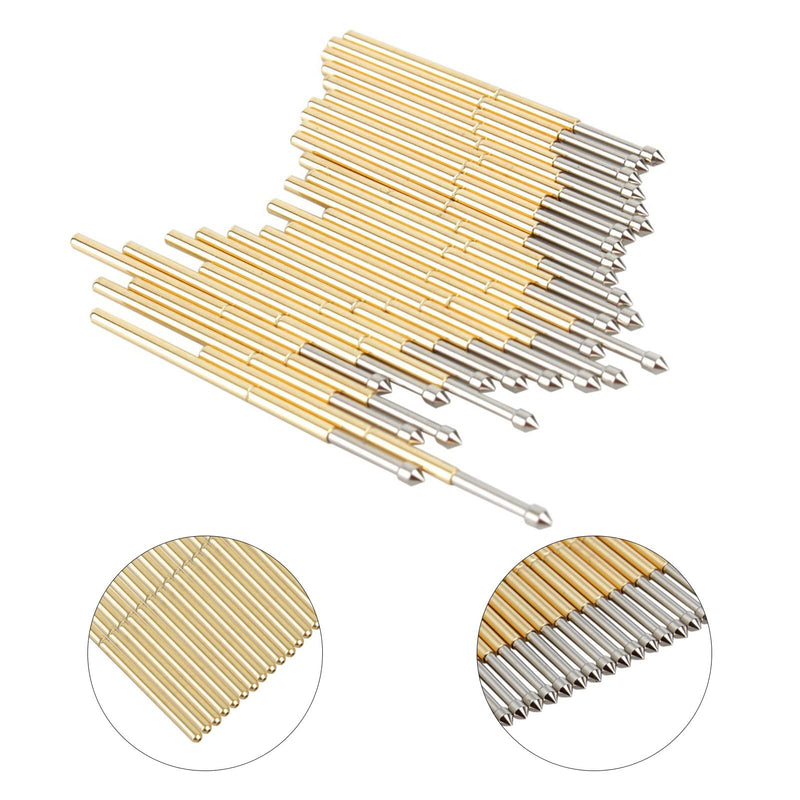 [Australia - AusPower] - 100PCS P100-E2 Spring Test Pins, 3A Spring Test Probe Pin Set, Brass 1.5mm Round Spring Test Probes, Conical Head Spring Probe Pin Replacement PCB Testing Tools 