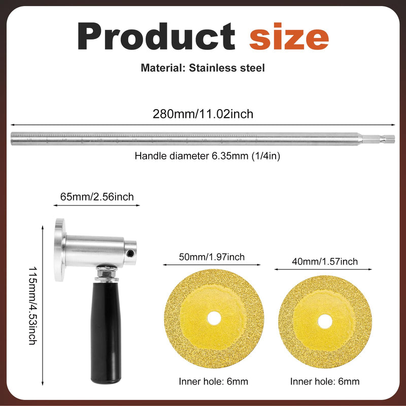 7 Inch Inside Pipe Cutter Kit for Tight Spaces – Adjustable Cutting Depth, 11 Pcs Diamond Cutting Wheel, 1/4" Hex Shank, PVC Pipe Cutter Tool Fits 1-1/2" to 8" for Glass Marble Jade 12