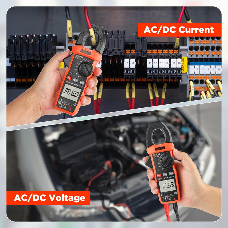 [Australia - AusPower] - PowerBear Digital Clamp Meter Multimeter 6000 Counts for AC/DC Current & Voltage, Auto-ranging Amp Tester, Measures Resistance, Capacitance, Continuity, TRMS, Temperature, NCV Detection 