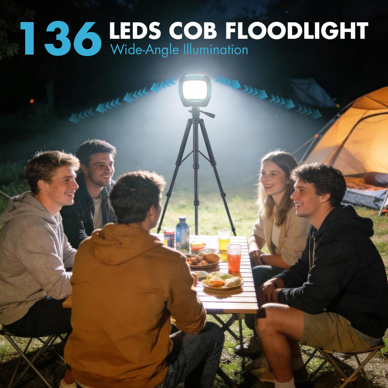 [Australia - AusPower] - 6000mAh Magnetic Work Light Rechargeable, 4000LM 136-LED Magnetic Light with Hook, IP65 Waterproof, 30H Runtime, Portable LED Work Light for Car Repair, Job Site Lighting, Emergency(Blue) 1 Pack Blue 