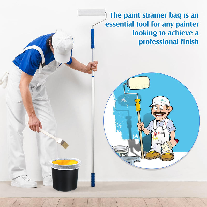 Boao 120 Pieces Paint Filter Strainer Bags White Fine Mesh Paint Strainer Bags Elastic Top Disposable Bucket Filter for Painting, Gardening, Plant Protection (1 Gallon) 1 Gallon