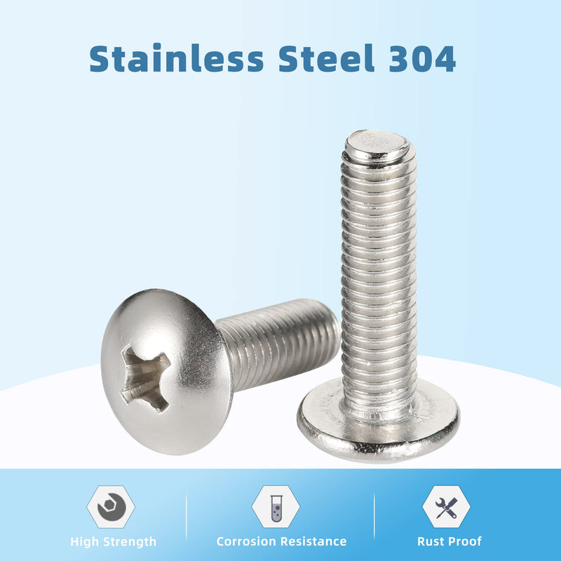 [Australia - AusPower] - 1/4-20 x 1/2" Truss Head Machine Screws, Full Thread, 304 Stainless Steel 18-8, Bright Finish, Machine Thread, 50 PCS 1/4"-20 x 1/2" 