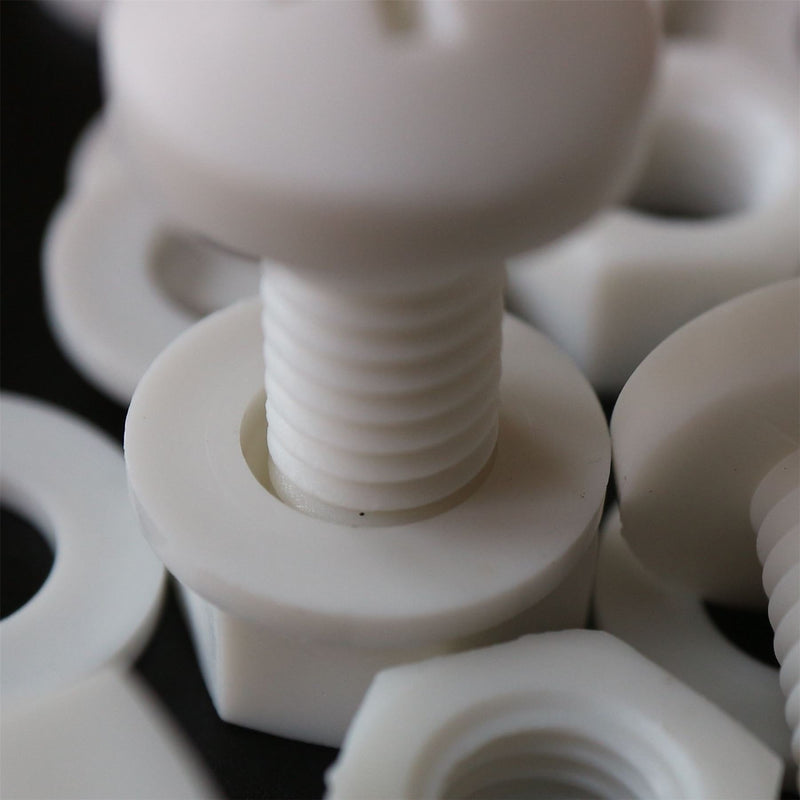 [Australia - AusPower] - 20 x White Pan Head Screws Polypropylene (PP) Plastic Nuts and Bolts, M8 x 20mm, Washers, (5/16 x 25/32 in) 
