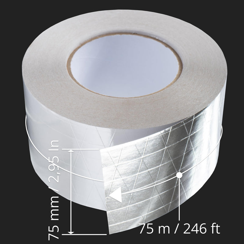3" Inch x 164 Ft / 55 Yards Long Aluminum Foil Tape with Mesh - Strong Metal Insulation Adhesive Heavy Duty Ductwork Tape - Waterproof, High and Low Temperature HVAC, Vent Hose, Dryer Leak Repair Tape 3 Inch - 164 Feet Aluminum Foil with Mesh 1